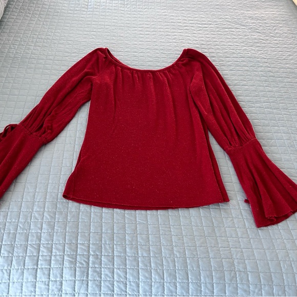 Bailey 44 Off-the-shoulder soft, red sweater with bell sleeves - Picture 6 of 7